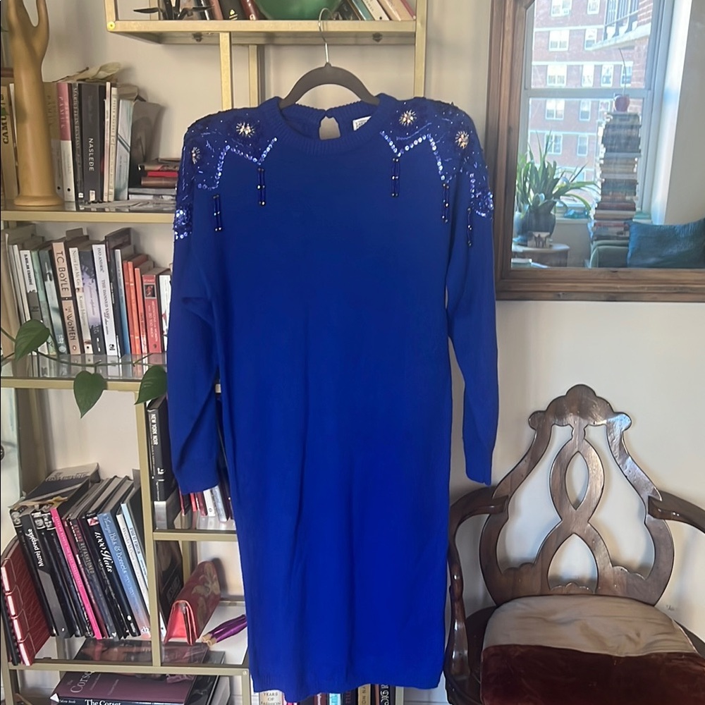 Blue Embellished Women's Dress